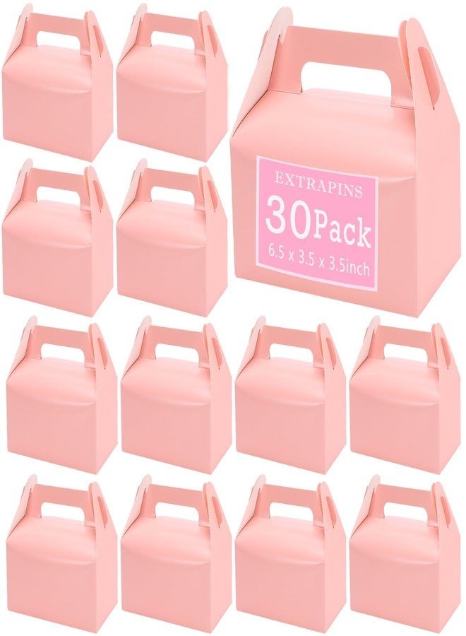 Extrapins Treat Boxes,30 Pack Gable Boxes Party Favor Boxes,Gable Paper Gift Boxes with Handles,Pink Candy Boxes Goodie Boxes for Kids Birthday Party Wedding Baby Shower 6.5 x 3.5 x 3.5 Inches(Pink) - Image 1